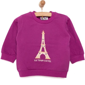 Hellobaby Basic Kız Az Şardonlu Eiffel Kulesi Baskılı Sweatshirt Kız Bebek