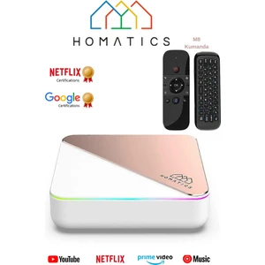 Box R 4k Plus Lisanslı Android Tv Box | 4gb Ram - 32gb | Rose Gold + M8 Air Mouse Kumanda
