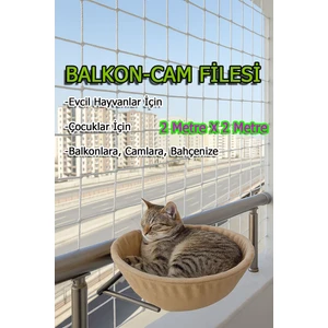 Çocuk Kedi Hayvan Güvenlik Balkon Filesi 2 Metrex2 Metre Balkon Cam Bahçe Çocuk Kedi Koruyucu File