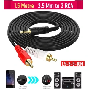 3.5mm To 2 Rca Stereo Lale 2 x Rca Aux Ses Kablosu (1.5 Metre)