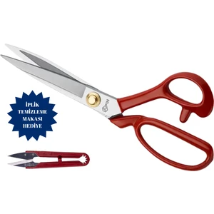 PIN-1104 Kırmızı Saplı Paslanmaz Çelik Terzi Makası – 10″ (26 Cm) | Pın-10