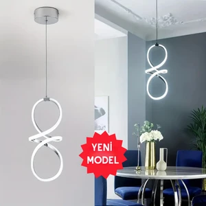 Bohem Gri Beyaz Işık Ledli Modern Sarkıt LED Avize