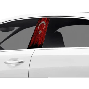 Araç Kapı Direk Kaplama Folyosu Türkiye Desenli (Sağ Sol Takım) (2 Adet) - 22X50 cm