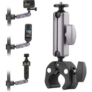 Pocket 3 Kamera Bisiklet ve Motosiklet Gidon Montaj, Alüminyum Alaşımlı Kelepçe, 360°, INSTA360 X5 X4 X3 Ace Pro Go 3s, Djı Osmo Pocket 3 2 Mobile 7p Action 5 Pro 4 3 ile Uyumlu, Gri