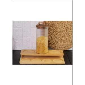 Tezgah Üstü Bambu Stand Kavanoz Baharat Bakliyat Standı