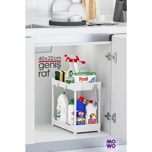 Mowo Home 2 Katlı Mutfak Düzenleyici Plastik Raf 40x22 cm Modern Tasarım ile Geniş Depolama