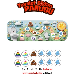 Eğlenceli ve Eğitici Tuvalet Eğitimi Sticker Panosu - Cırtlı Tekrar Tekrar Kullanım