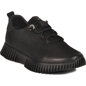 Siyah Nubuk Hakiki Deri Kadın Günlük Ayakkabı 25405003K Z