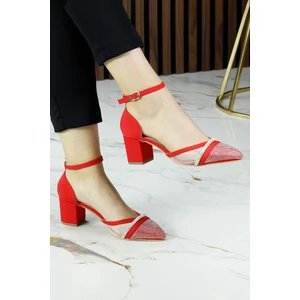 Erkan Saçmacı Susie Kırmızı Krep Taşlı Abiye Ayakkabı