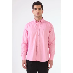 Pembe Erkek Regular Fit Brent Düğmeli Yaka Uzun Kol Gömlek