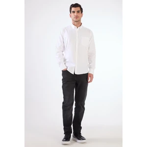 Beyaz Regular Fit Düz Brent Düğmeli Yaka Uzun Kol Gömlek - 95098