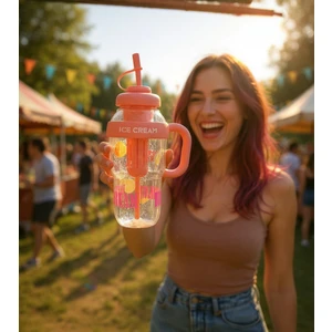 1300 ml Kulplu Suluk Matara Detox ve Soğuk Içecek Şişesi Pipetli Suluk Taşınabilir Bpa Içermez