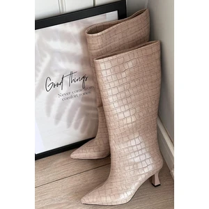 Gwen Desenli Kadın Çizme Nude