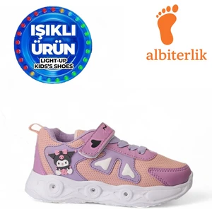 Kız Çocuk Kuromi Figürlü Cırtlı Işıklı Mevsimlik Kışlık Çocuk Okul Sneaker Spor Ayakkabı