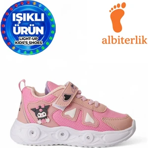 Kız Çocuk Kuromi Figürlü Cırtlı Işıklı Mevsimlik Kışlık Çocuk Okul Sneaker Spor Ayakkabı