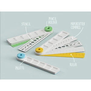 Flexilab Creative Çocuklar Için 3D Baskı Katlanabilir Çizim Seti | Şablon + Cetvel + Boya Paleti | Çok Amaçlı Okul Kırtasiye Seti