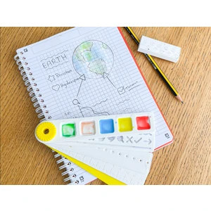 Flexilab Creative Çocuklar Için 3D Baskı Katlanabilir Çizim Seti | Şablon + Cetvel + Boya Paleti | Okul Kırtasiye Seti