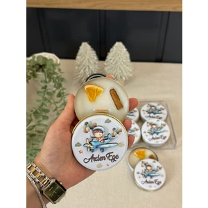 Kabartmalı 3 Boyutlu Isimli Yeni Doğan Bebek Mevlüt Hediyelik Mum-Pilot-Toplam 10 Adet