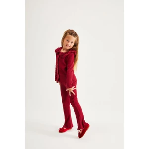 Kız Çocuk Triko Takım – Gül Detaylı Bordo