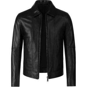 DERİMONTAYA %100 Hakiki Kuzu Deri Mont Ceket Siyah 