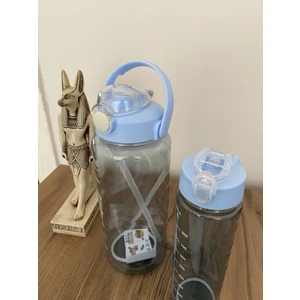Şeffaf 2'li Motivasyon Matarası 2000ML+900ML Suluk Su Şisesi Bpa Içermez