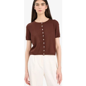 Regular Fit Bisiklet Yaka Düğmeli Kısa Kollu Hırka E5770AX25AU