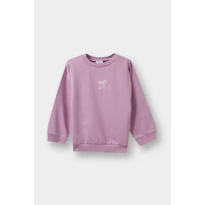Kız Bebek Bisiklet Yaka İçi Yumuşak Tüylü Baskılı Sweatshirt E8352A525AU