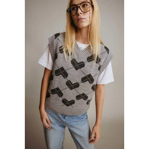 Coool Regular Fit V Yaka Desenli Süveter F9541AX25AU