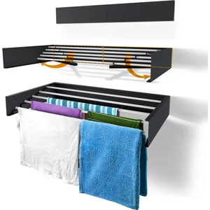 Unique Design Design Kurutmalık Çamaşır Askısı - Duvara Monte, Katlanabilir Çamaşırlık - (ANTRASIT-70CM)