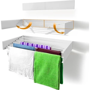 Unique Design Dekoratif 5 Borulu Duvara Monte Açılır-Kapanır Çamaşır Askısı 70 cm