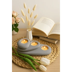 3’lü Tealight Mumluk Taş Görünüm Set – Doğal ve Dekoratif & Hediyelik