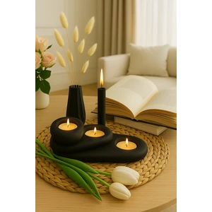 3’lü Tealight Mumluk Taş Görünüm Set – Doğal ve Dekoratif & Hediyelik