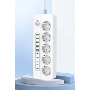 Pro P13 3000W Akım Korumalı 5 Girişli Type-C ve USB Girişli Uzatmalı Grup Priz