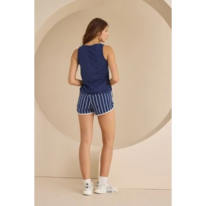 Lacivert New York Askılı Şort Takımı