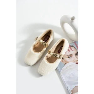 Çeyiz Bohça Pofuduk Kadın Ev Babeti Kışlık Taşlı Tokalı Peluş Yünlü Ev Içi Dış Mekan Babet