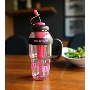 1300 ml Kulplu Suluk Matara Detox ve Soğuk Içecek Şişesi Pipetli Suluk Taşınabilir Bpa Içermez Pembe