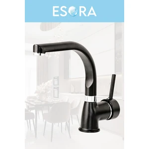 Siyah Krom Balık Sırtı Lavabo Bataryası Banyo Çeşmesi Çift Su Girişli Lavabo Musluğu 2 Yıl Garantili