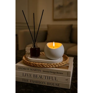 Dekoratif Kokulu Mum ve Oda Kokusu Seti | Sunum Altlıklı