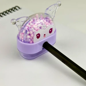 Hazneli ve Pastel Renkli Kulaklı Kalemtıraş – Okul Alışverişi Mikro Kırtasiye Ürünleri Için Renkli Köpük Boncuklu Sevimli Model