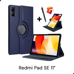 Xiaomi Redmi Pad Se 11 Inç Tablet Kılıfı Dönebilen Standlı Pu Deri Kapaklı Kılıf ve Dokunmatik Kalem