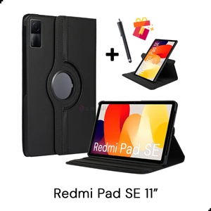 Xiaomi Redmi Pad Se 11 Inç Tablet Kılıfı Dönebilen Standlı Pu Deri Kapaklı Kılıf ve Dokunmatik Kalem