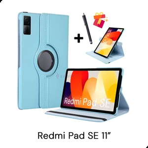 Xiaomi Redmi Pad Se 11 Inç Tablet Kılıfı Dönebilen Standlı Pu Deri Kapaklı Kılıf ve Dokunmatik Kalem