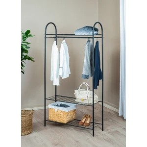 UYAN EV ÜRÜNLERİ Elit 3 Siyah Metal Raflı Elbise Askısı Ayaklı Askılık Konfeksiyon Askılık