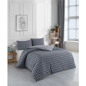 Uykulife Füme Beyaz Kareli Çift Kişilik Nevresim Seti