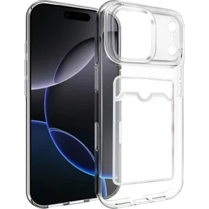 Apple iPhone 17 Pro Max Kılıf Şeffaf Kartlıklı Silikon Azn-Kartlıklı