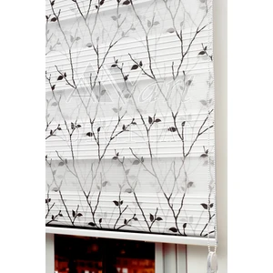 Siyah Gri Ağaç Dalı Silüeti Baskılı Plise Zebra Perde - Dijital Baskılı Zebra Stor Perde