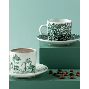 English Home Dear Porselen 2'li Kahve Fincan Takımı 80 ml Koyu Yeşil