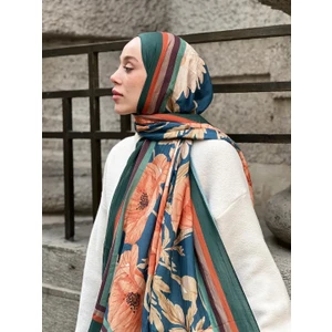 Margarit Desen Bambu Şal - Koyu Yeşil