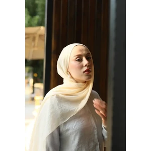 Moda Kaşmir Pamuk Şal Bej Renk Günlük Kullanım İçin Yumuşak Dokulu 70 x 180 cm