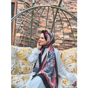 Margarit Desen Bambu Şal -Siyah-Yeşil